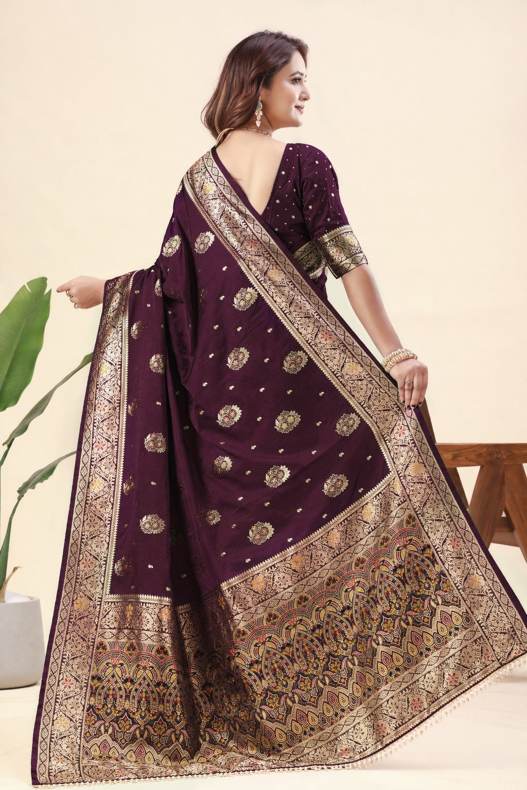 Kashmiri Meenakari Soft-Silk Saree