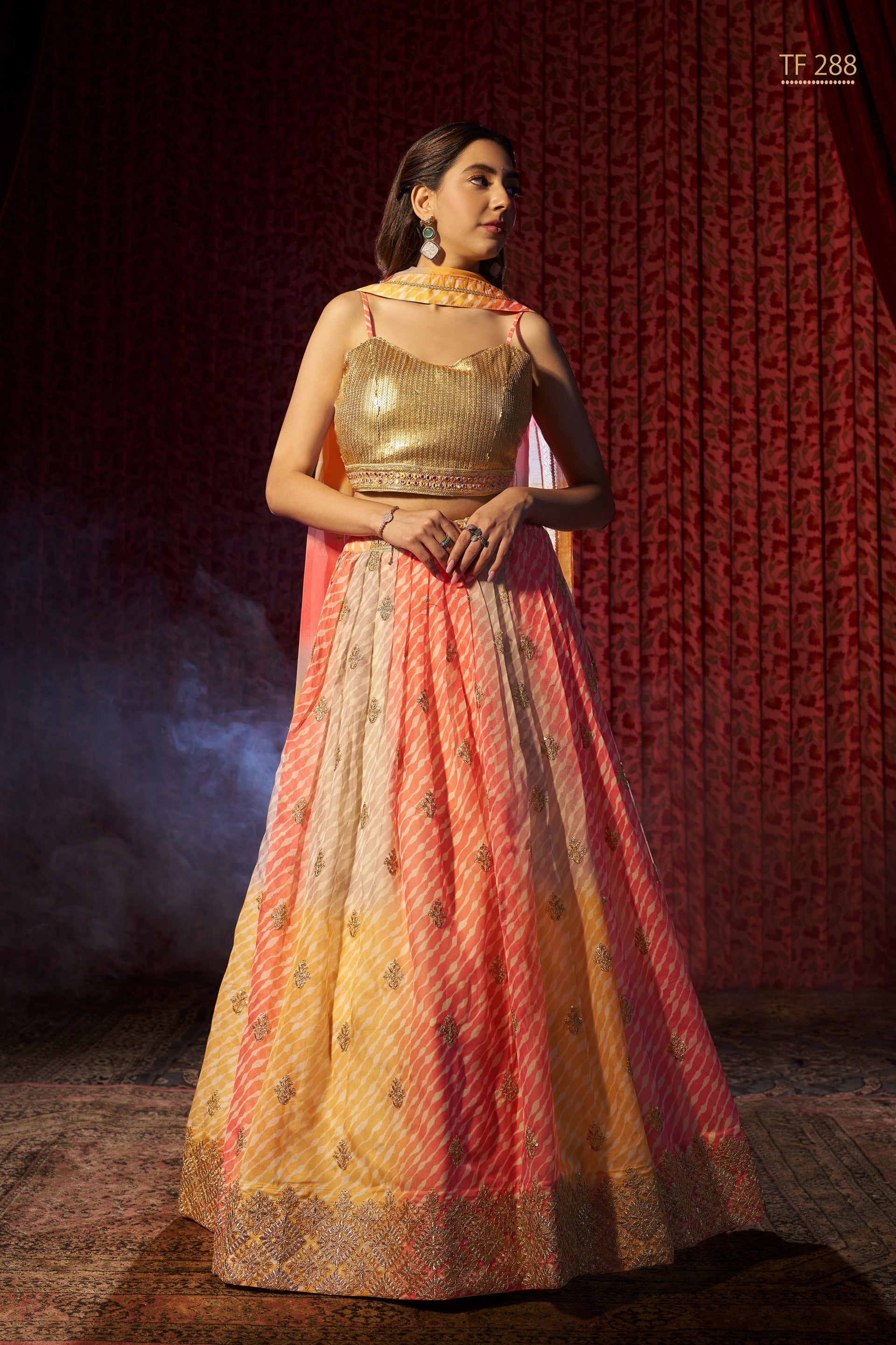 Organza Semi-Stitched Lehenga Choli
