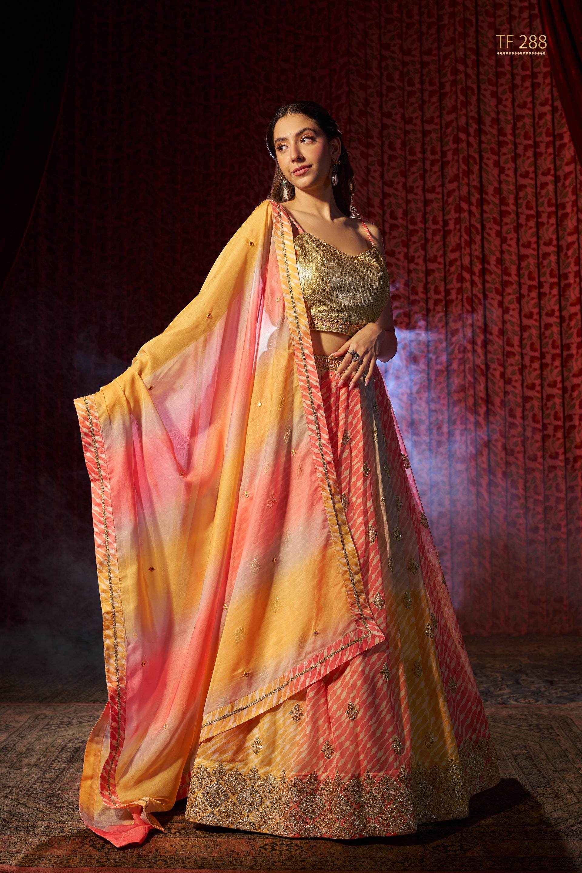 Organza Semi-Stitched Lehenga Choli