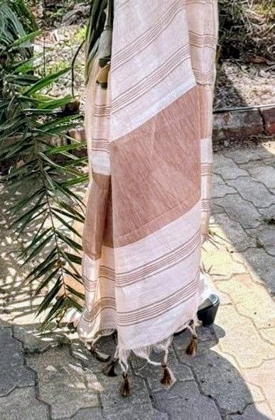 Mustard Mysore Silk Linen Jacquard Border Saree, view 2