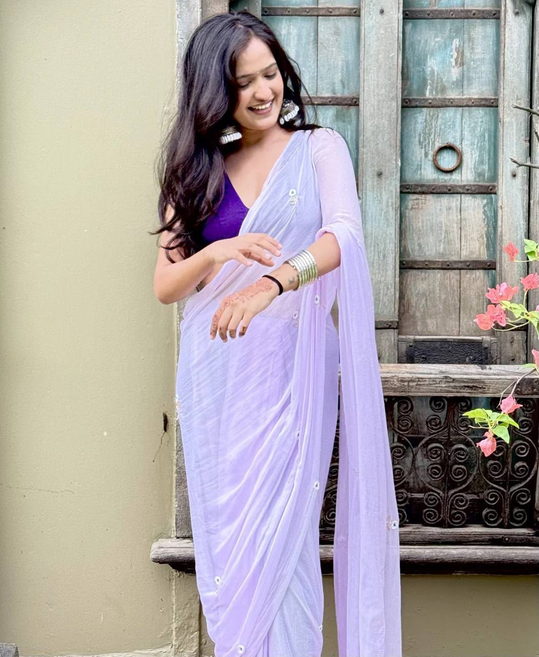 French Lavender Saree