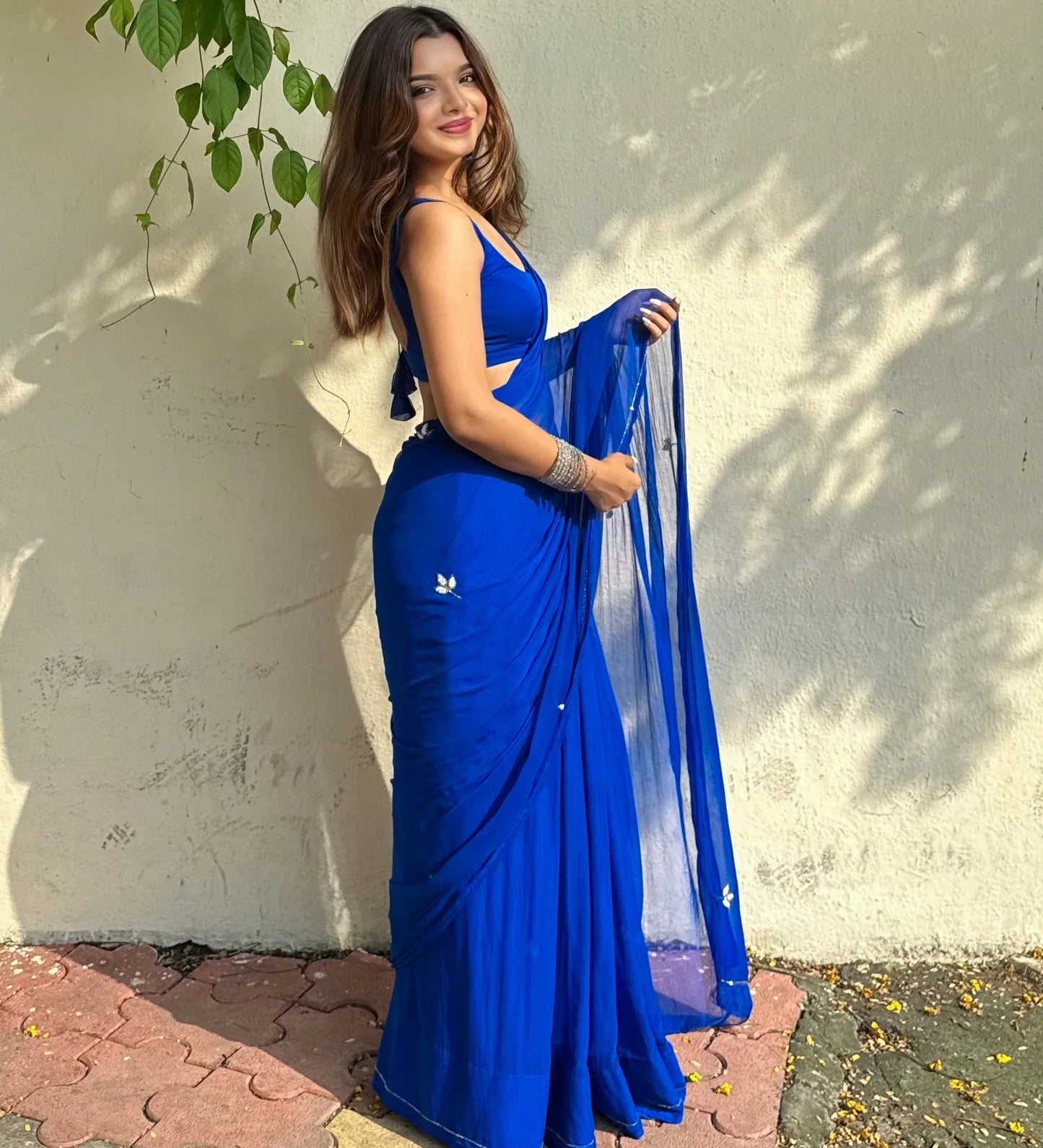 Blue Chiffon Saree