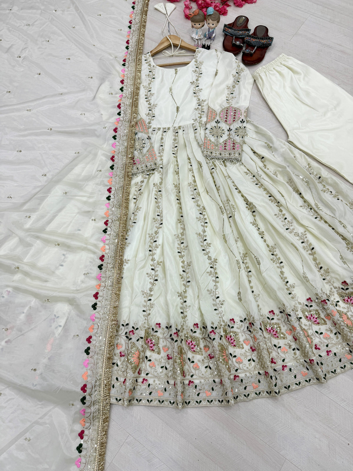 Off-White Sheesha Silk Anarkali Suit, view 4