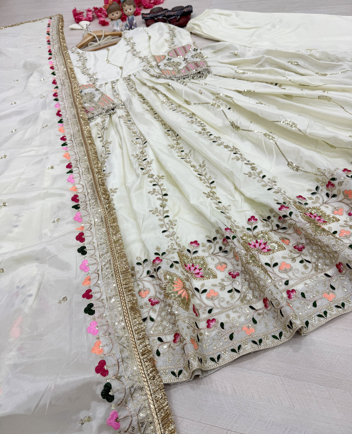 Off-White Sheesha Silk Anarkali Suit, view 7