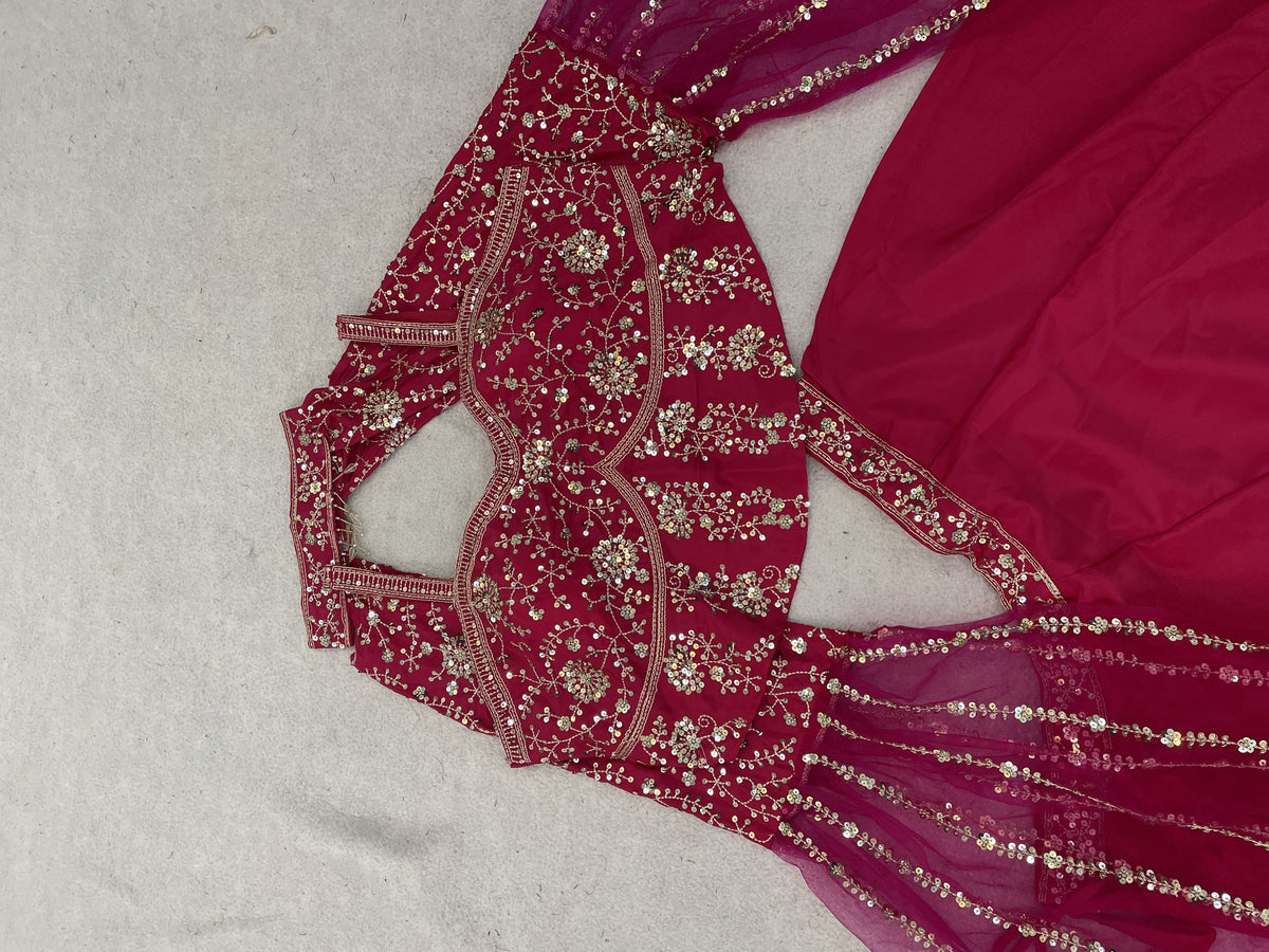 Gajri Pink Crepe Ruffle Lehenga Choli, view 6