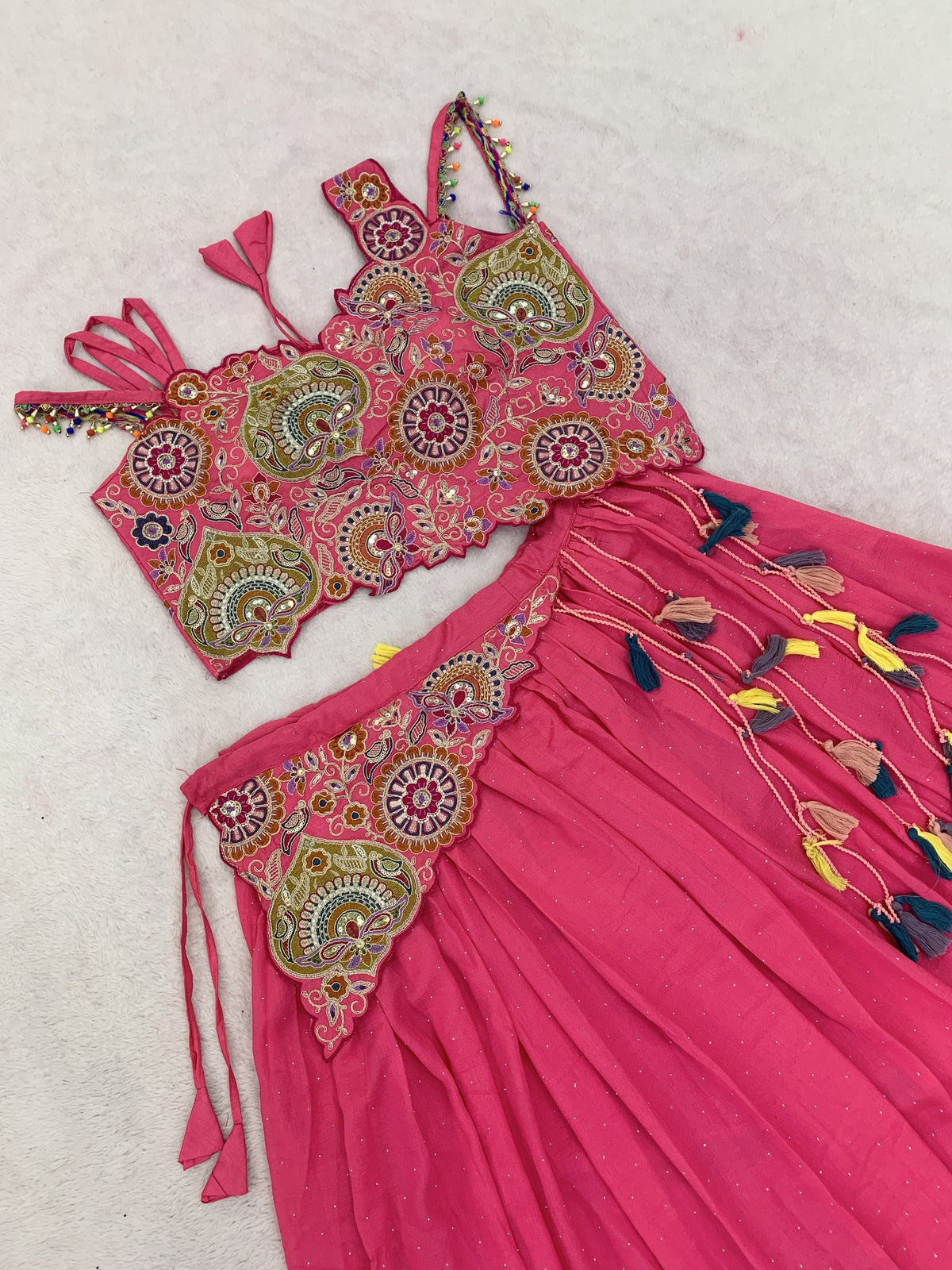 Rani Pink Vichitra Silk Lehenga Choli, view 7