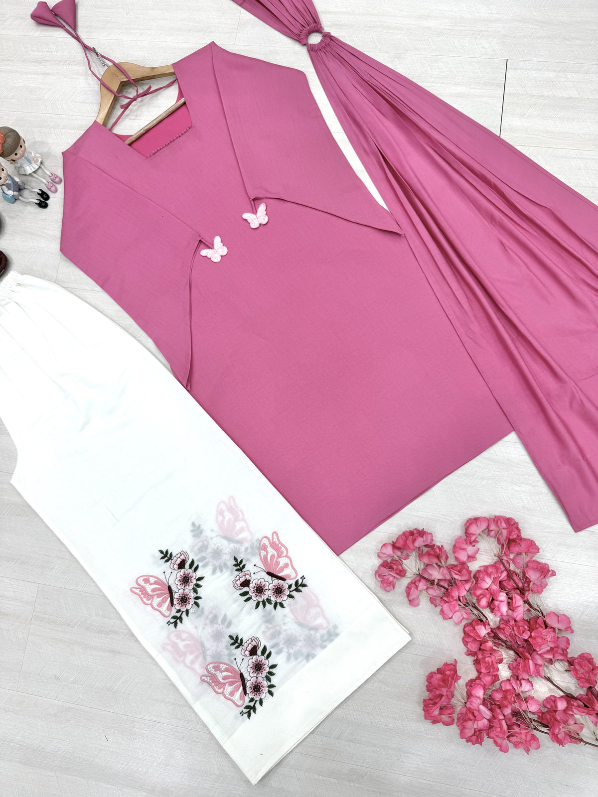 Pink Roman Silk Top Palazzo Set, view 6