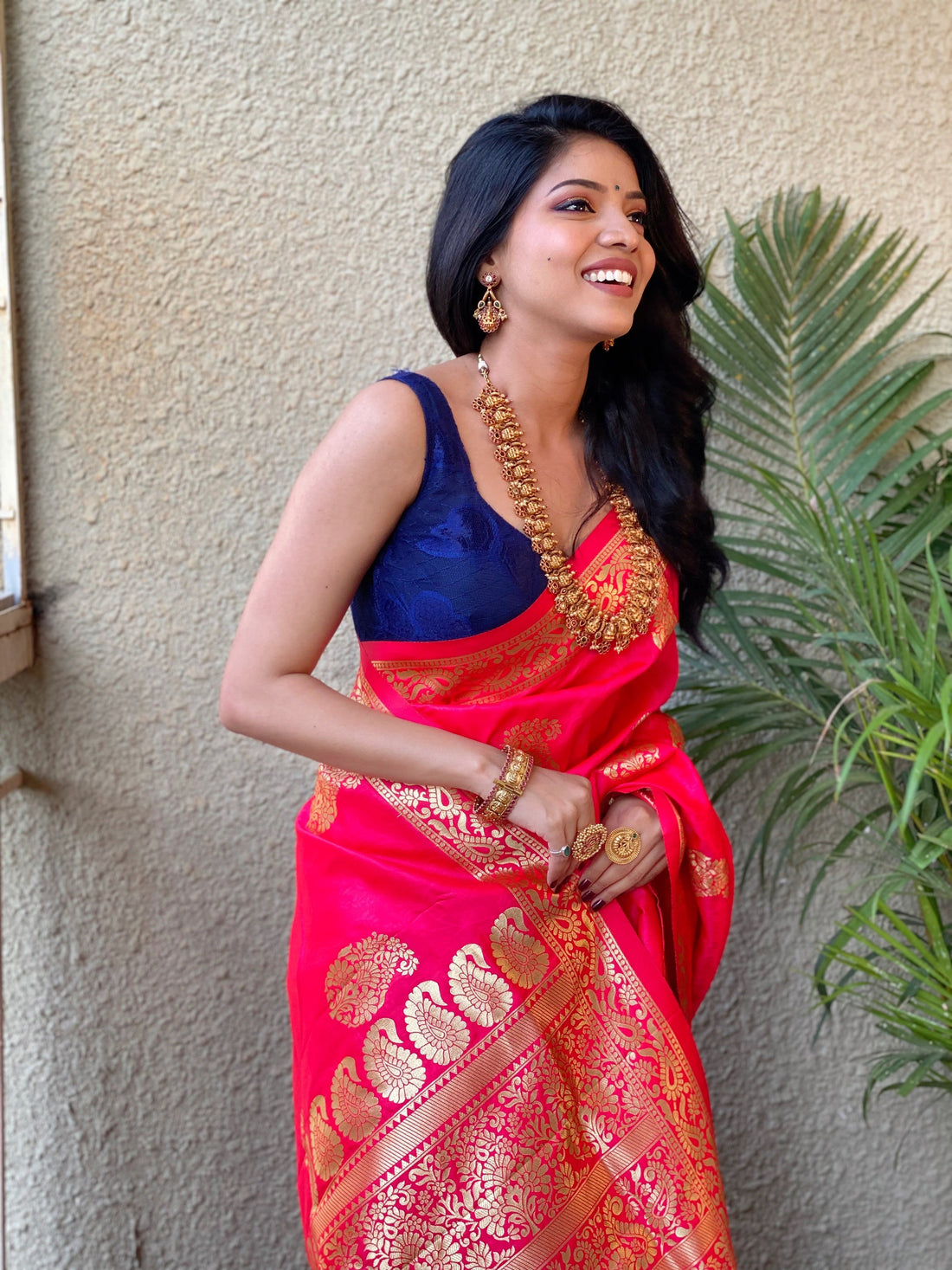Pink Color Zari Golden Weaving Rich Saree
