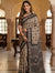 Beige Ajrakh Print Satin Saree with Mirror Work