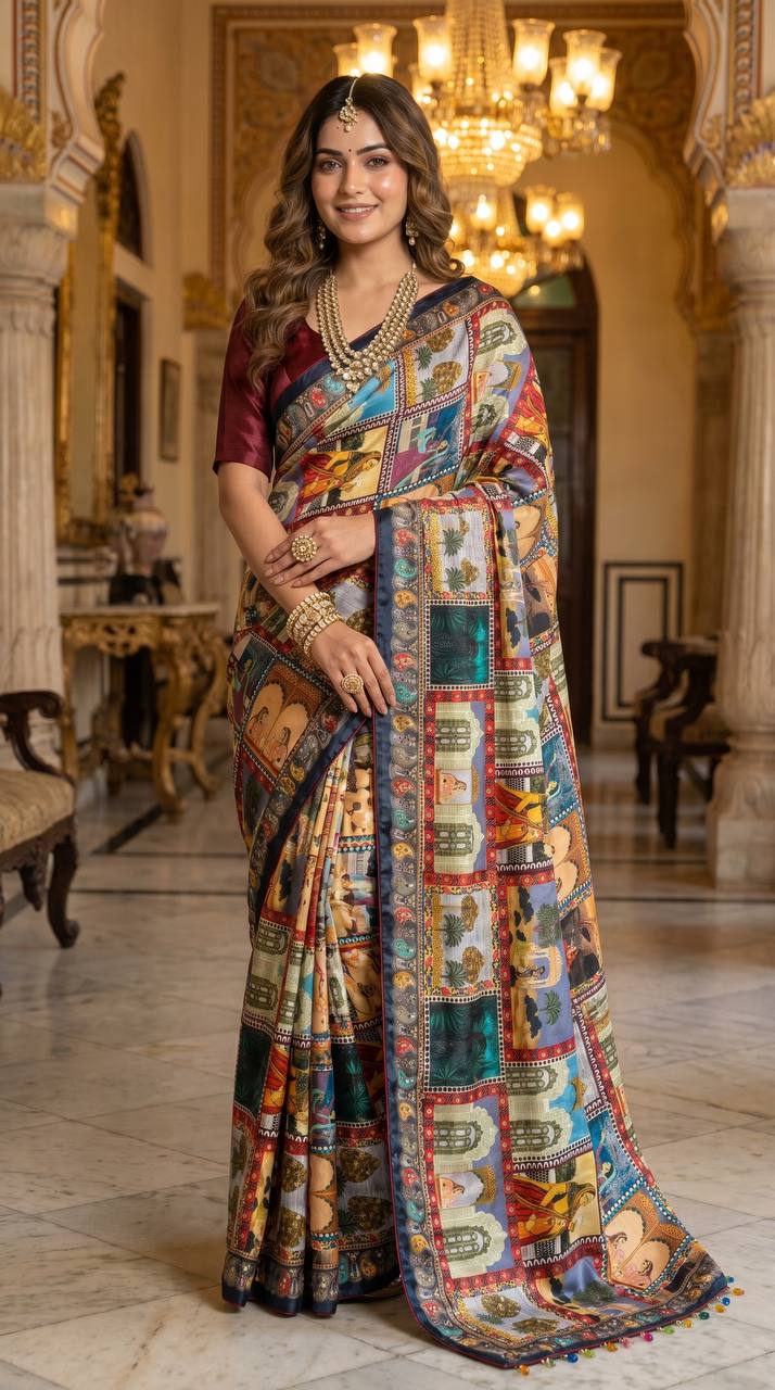 NEW ITRANDING POSTER PRINT SAREE LUNCH