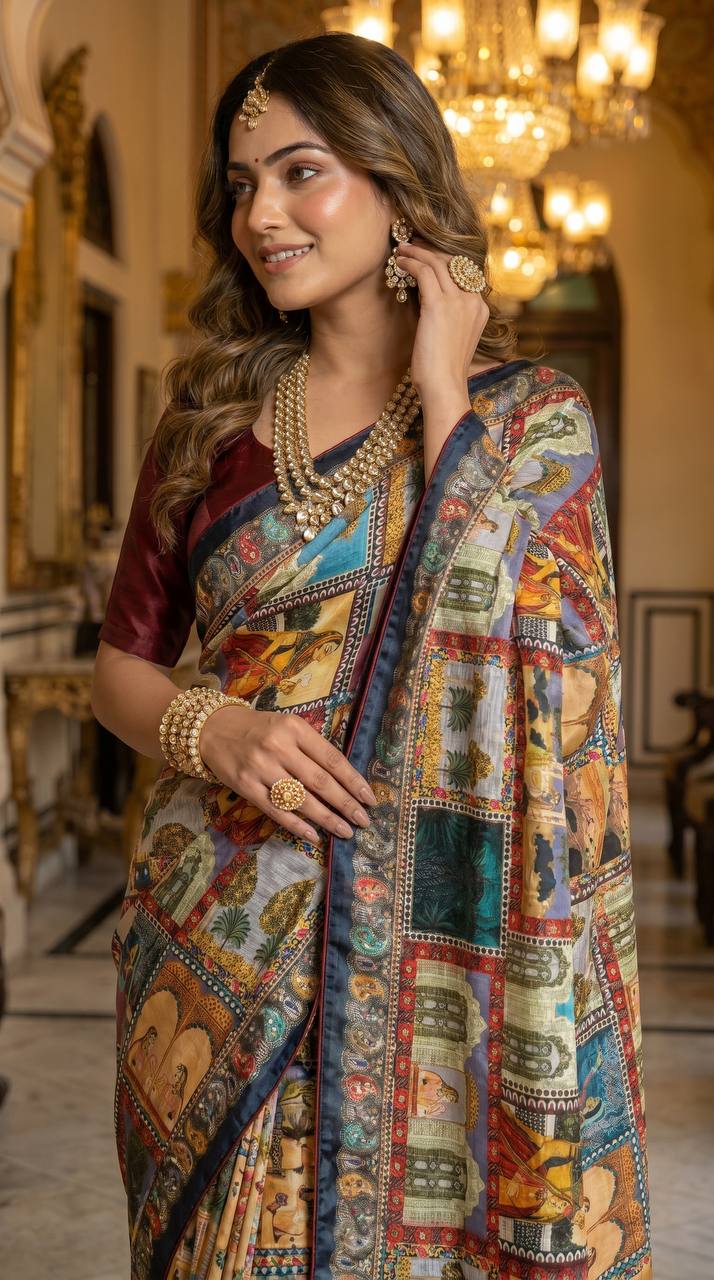 NEW ITRANDING POSTER PRINT SAREE LUNCH
