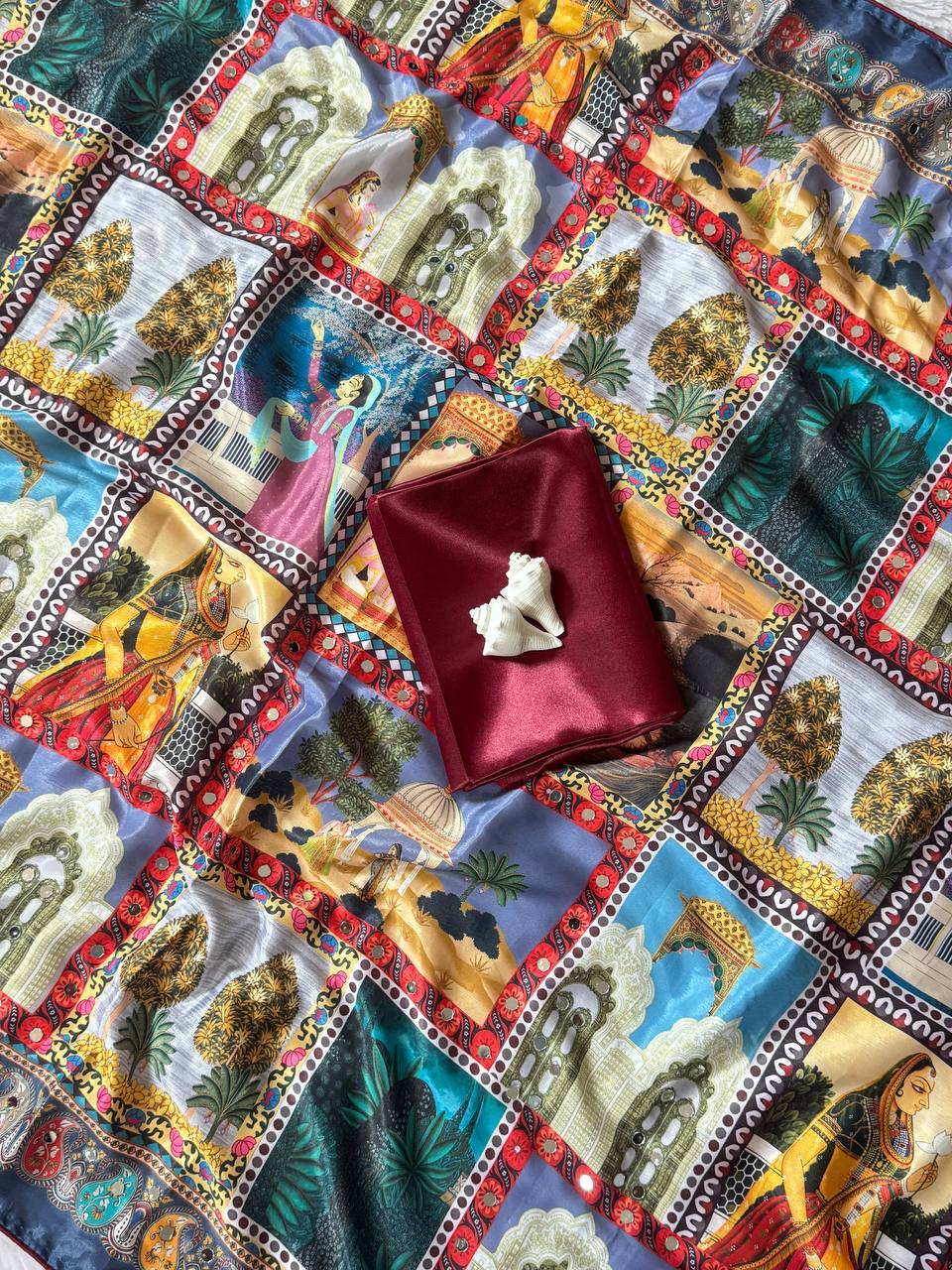 NEW ITRANDING POSTER PRINT SAREE LUNCH
