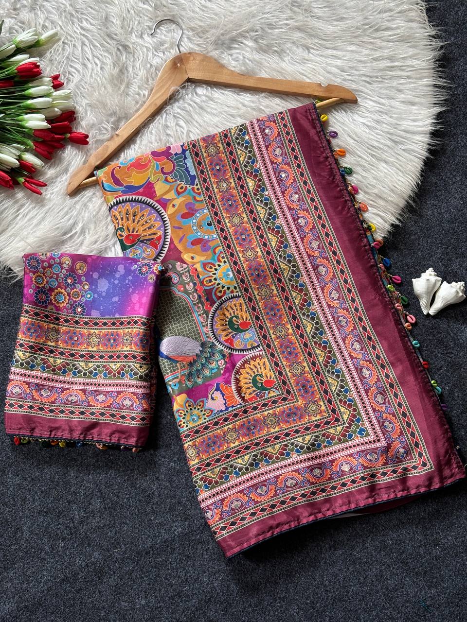 Wine Purple Saree