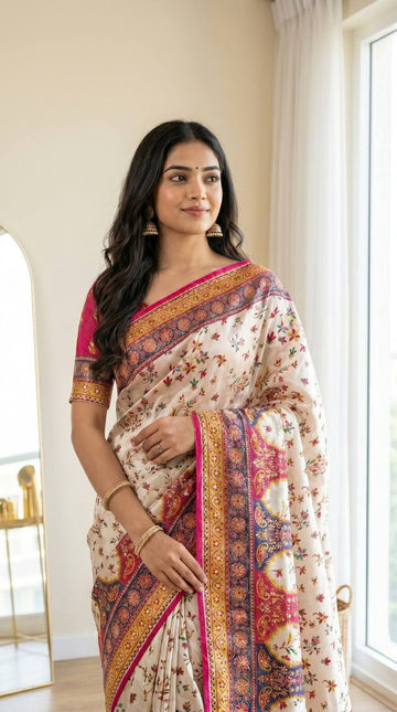 Elegant Multicolor Saree with Traditional Patterns | Lightweight Festive Wear