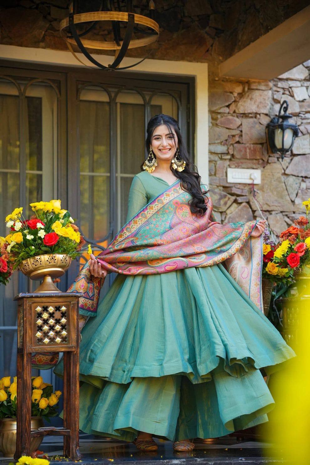 Silk Crush Anarkali Gown