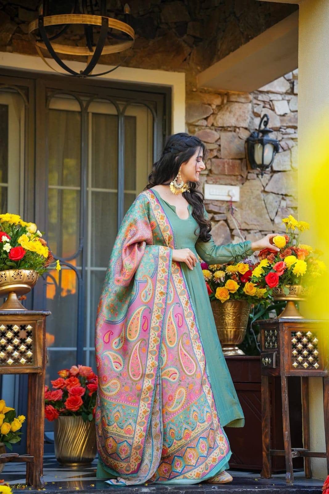 Silk Crush Anarkali Gown