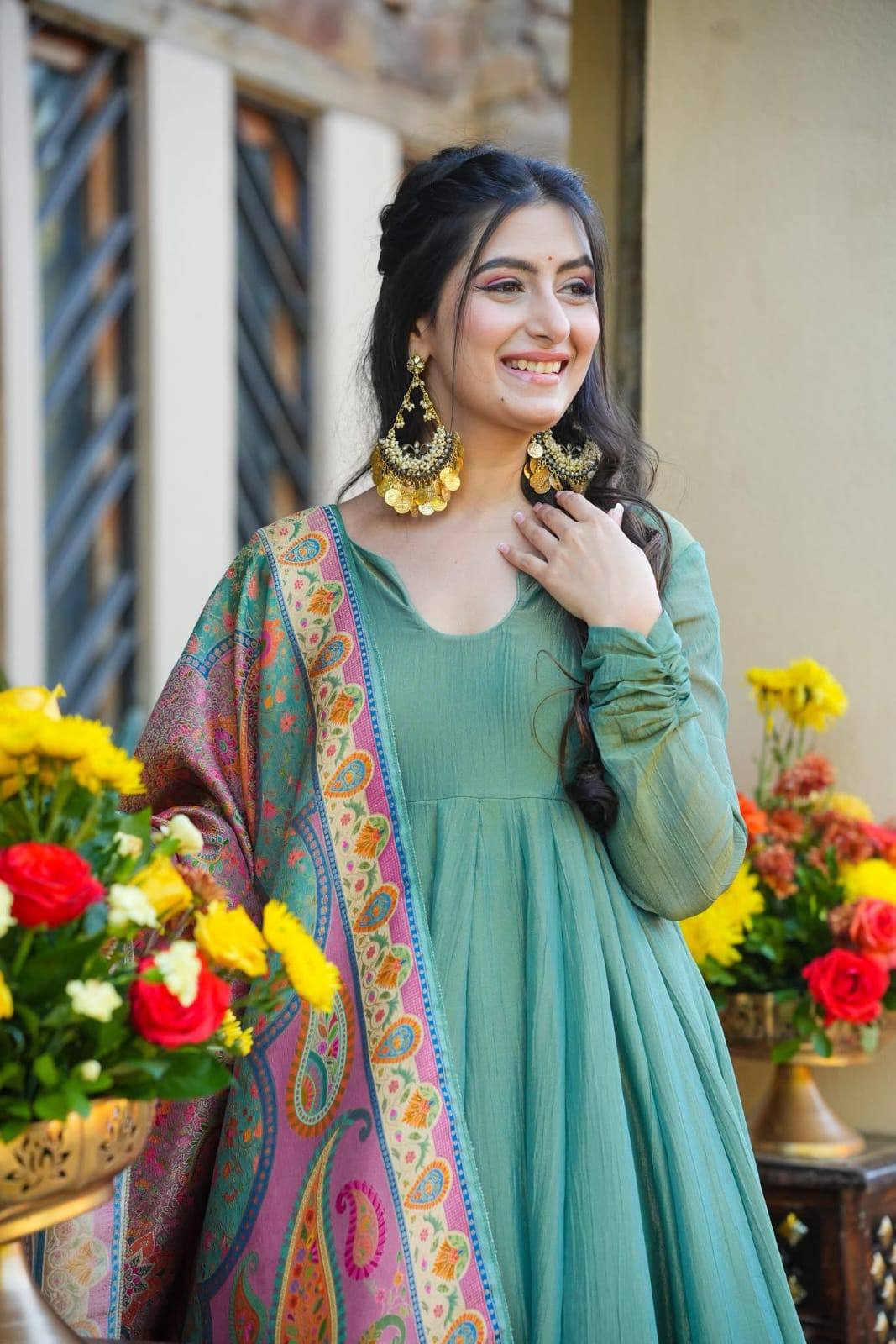 Silk Crush Anarkali Gown