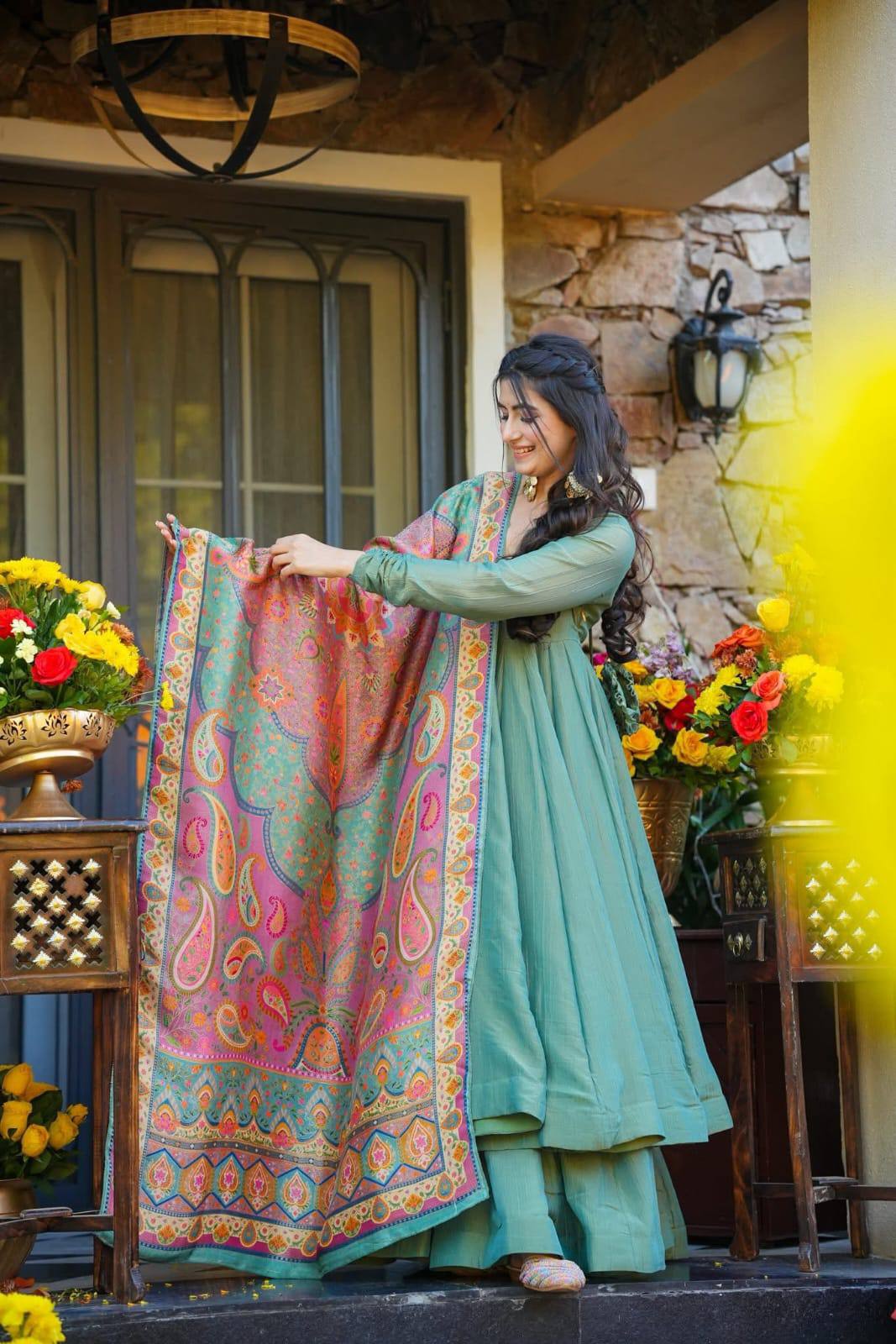 Silk Crush Anarkali Gown