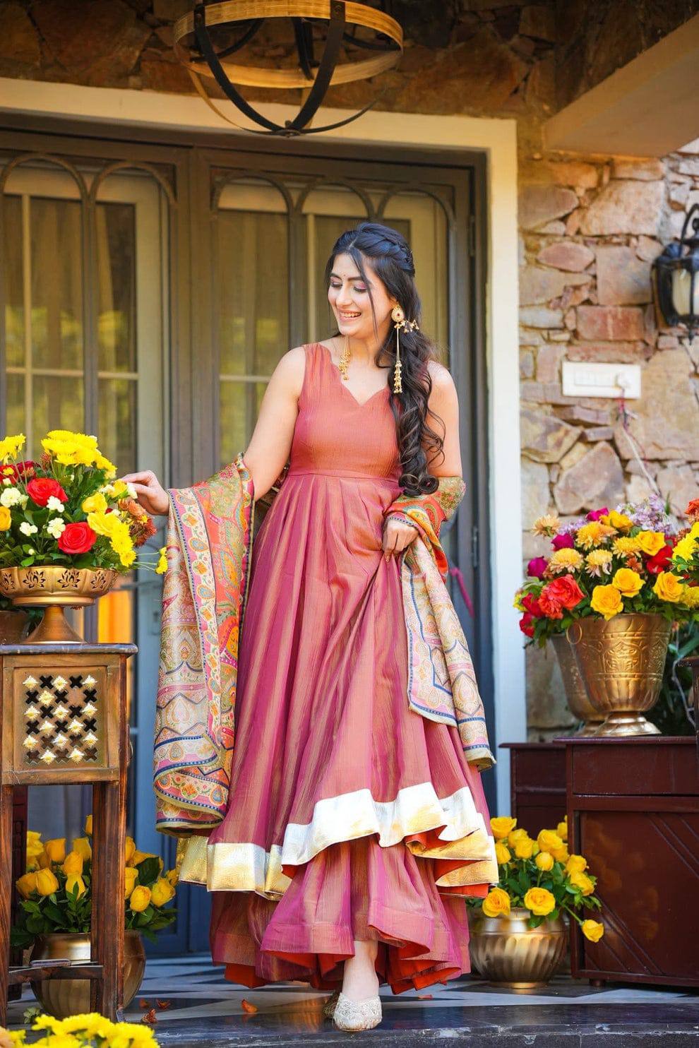 Silk Crush Anarkali Gown