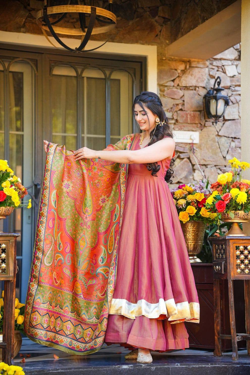 Silk Crush Anarkali Gown
