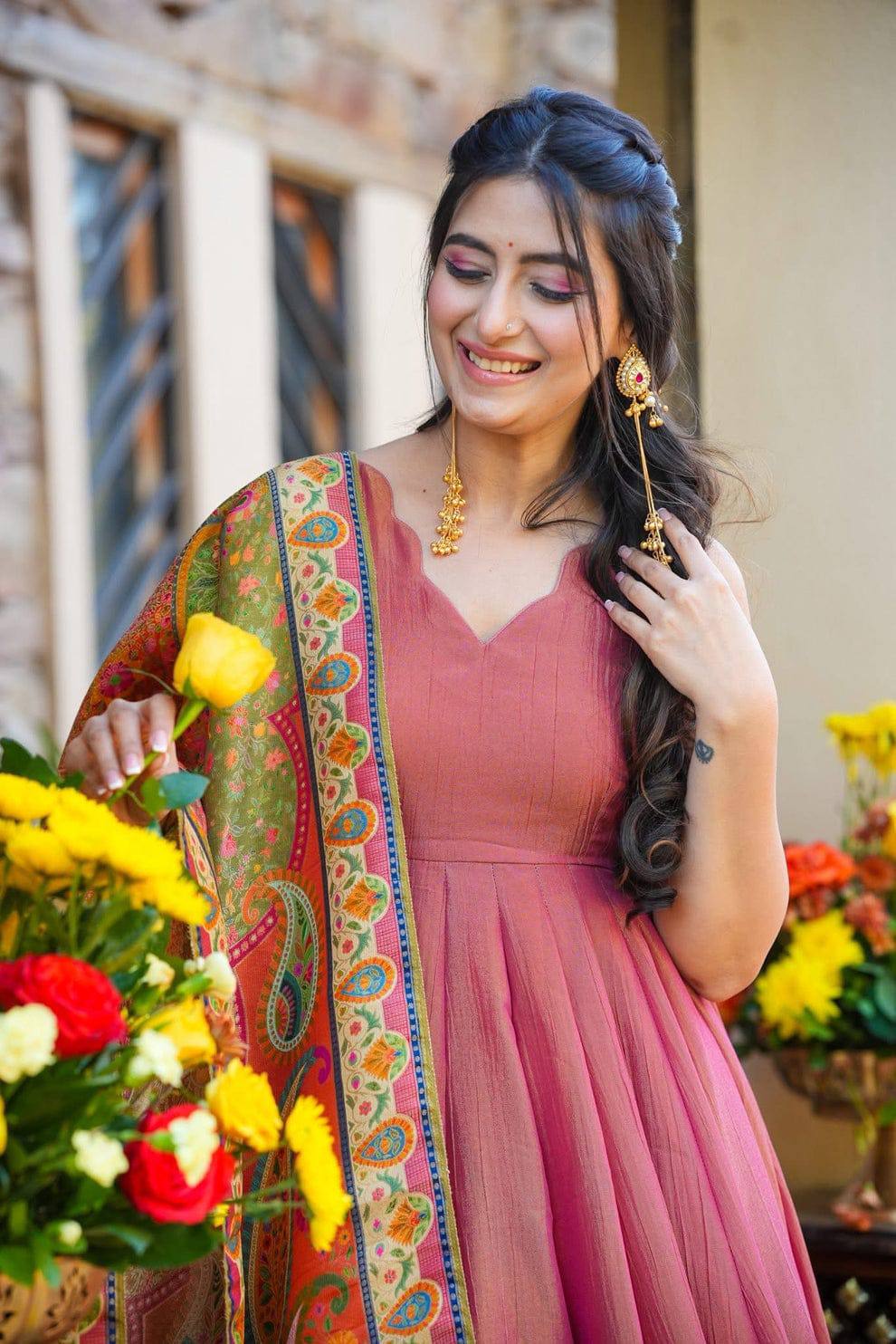 Silk Crush Anarkali Gown