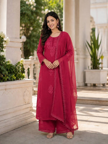 Maroon Georgette Kurta Set