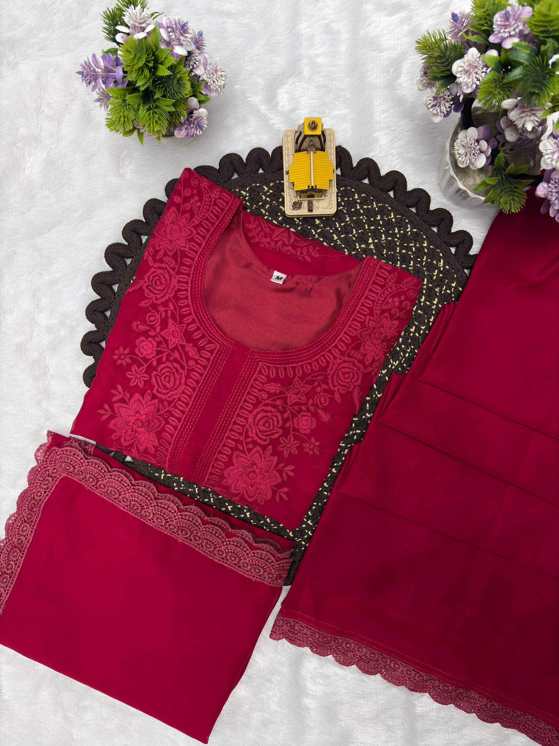 Maroon Georgette Kurta Set