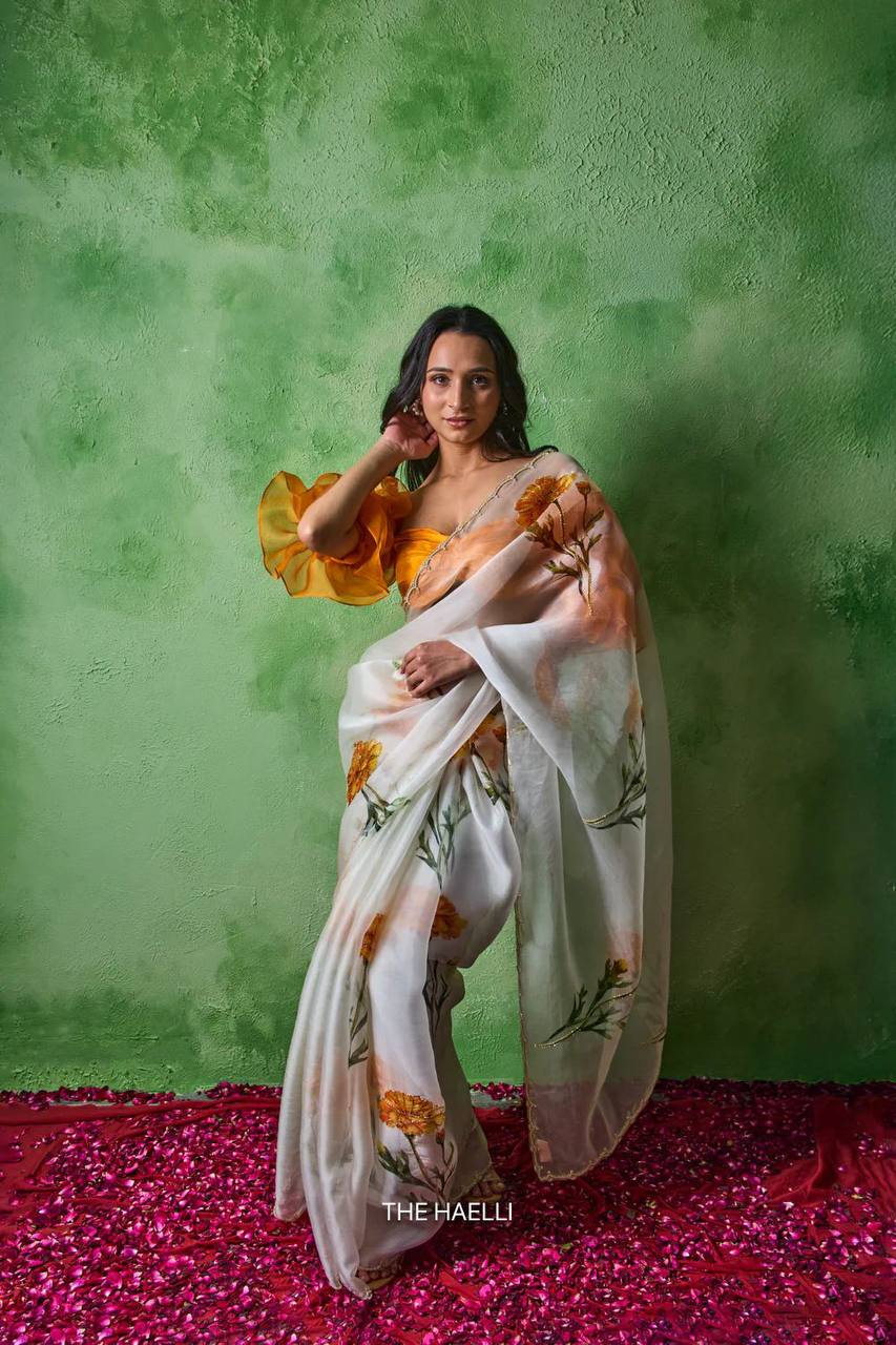 White Organza Silk Saree