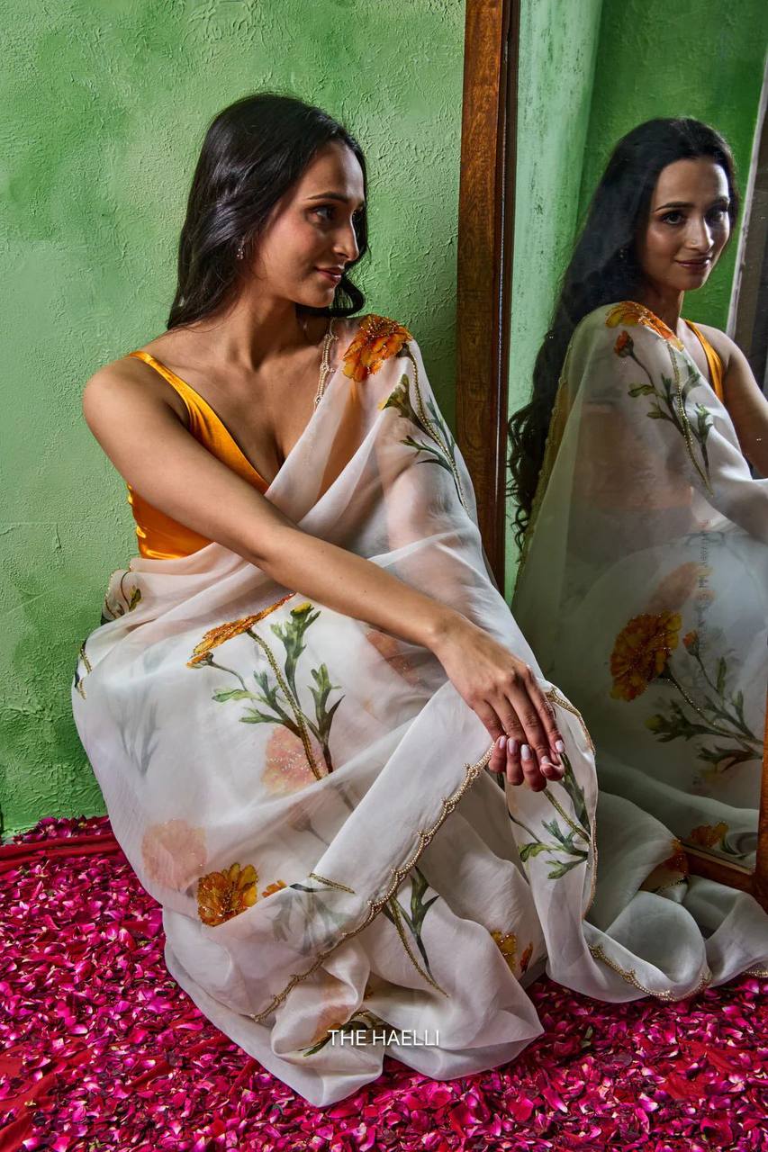 White Organza Silk Saree