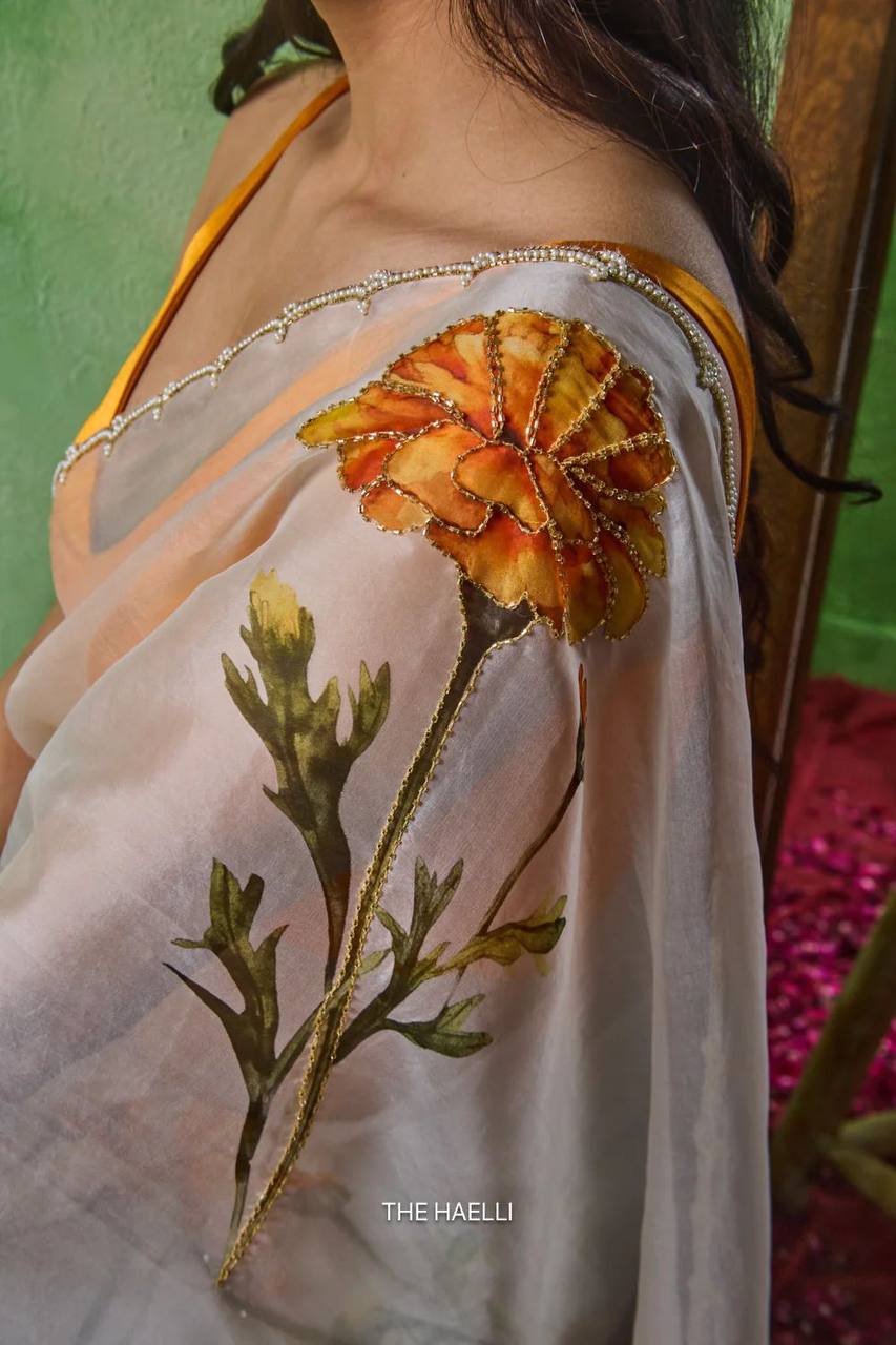White Organza Silk Saree