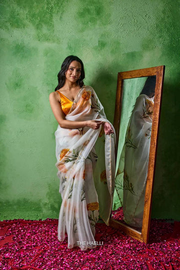 White Organza Silk Saree