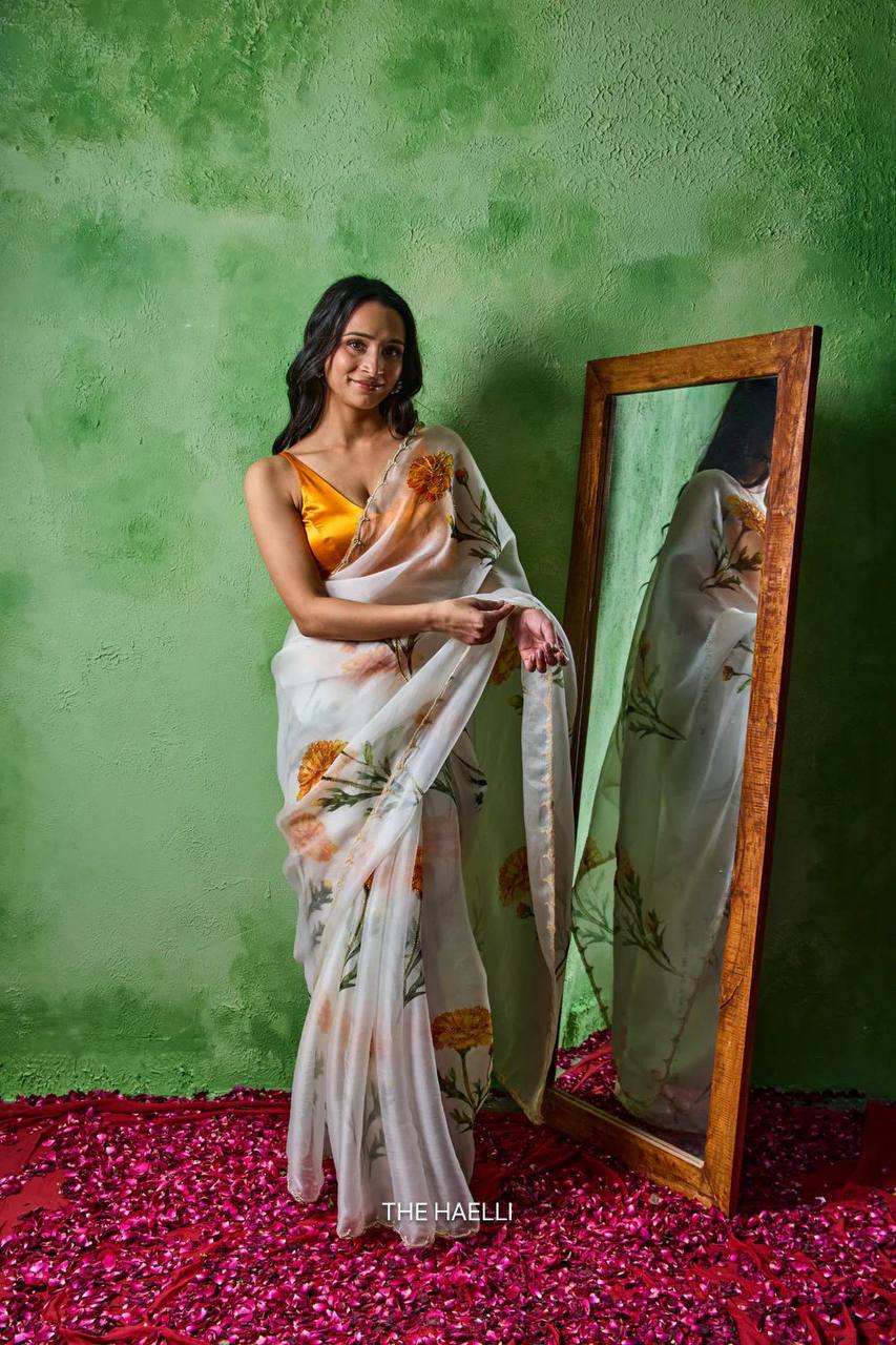 White Organza Silk Saree