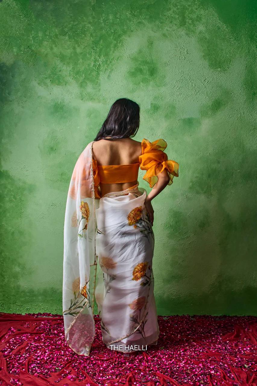 White Organza Silk Saree
