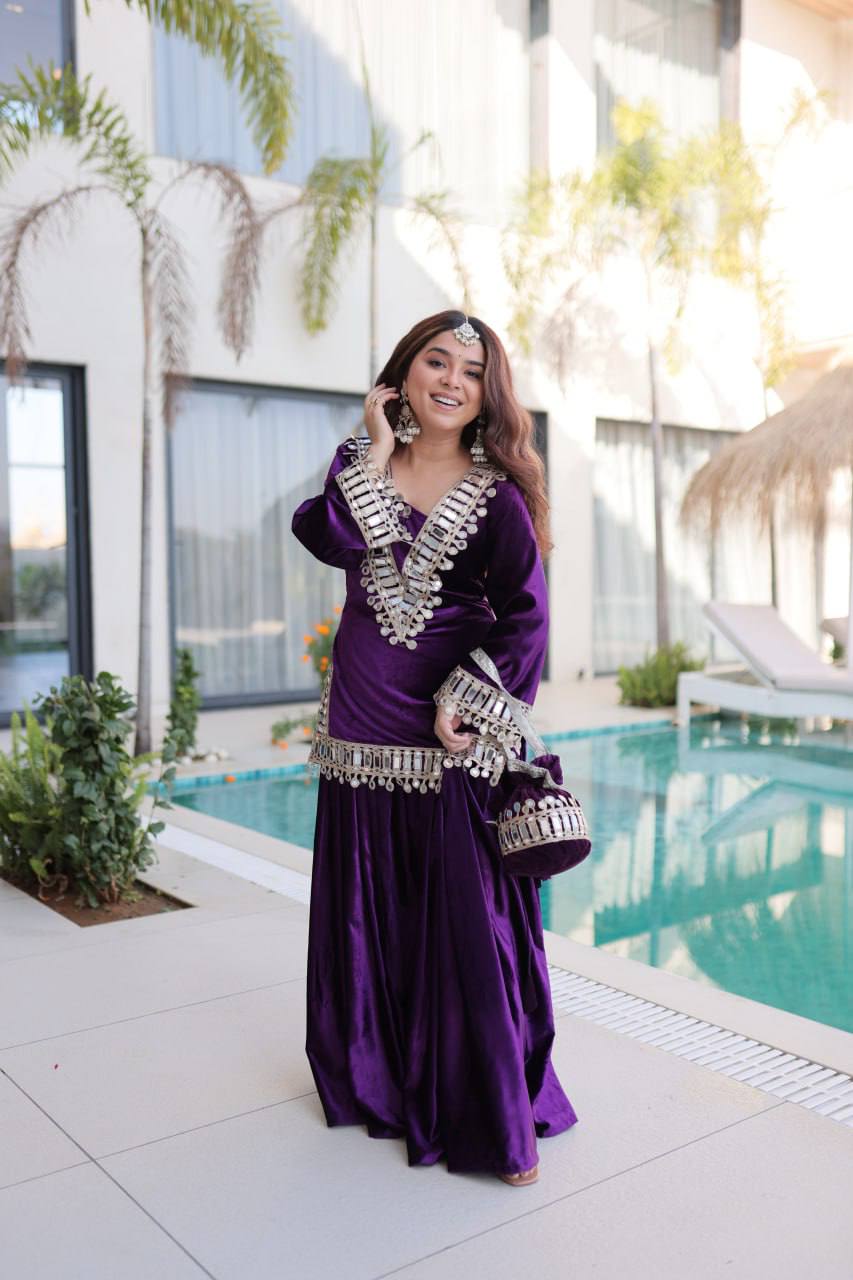 Purple Velvet Sharara