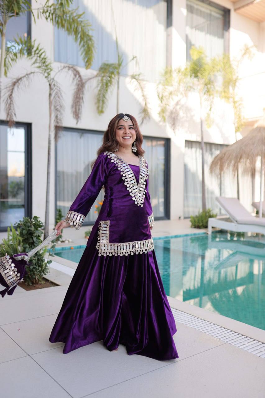 Purple Velvet Sharara