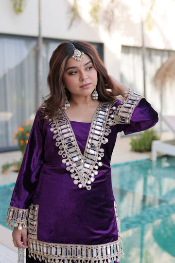 Purple Velvet Sharara