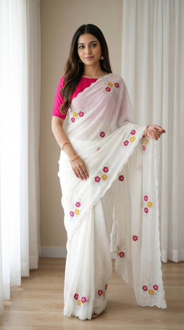 Soft Rangoli fabric With Handwork Khatali Butta