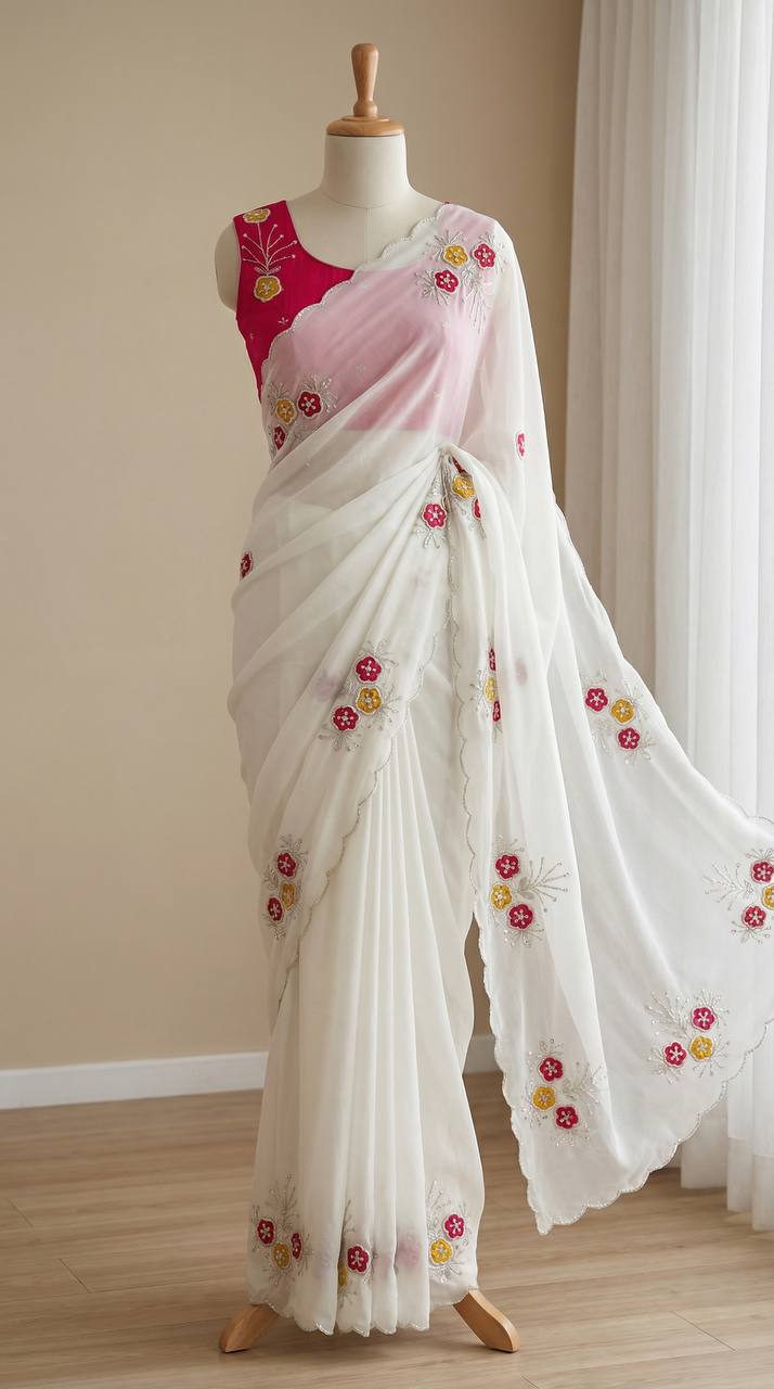 Soft Rangoli fabric With Handwork Khatali Butta