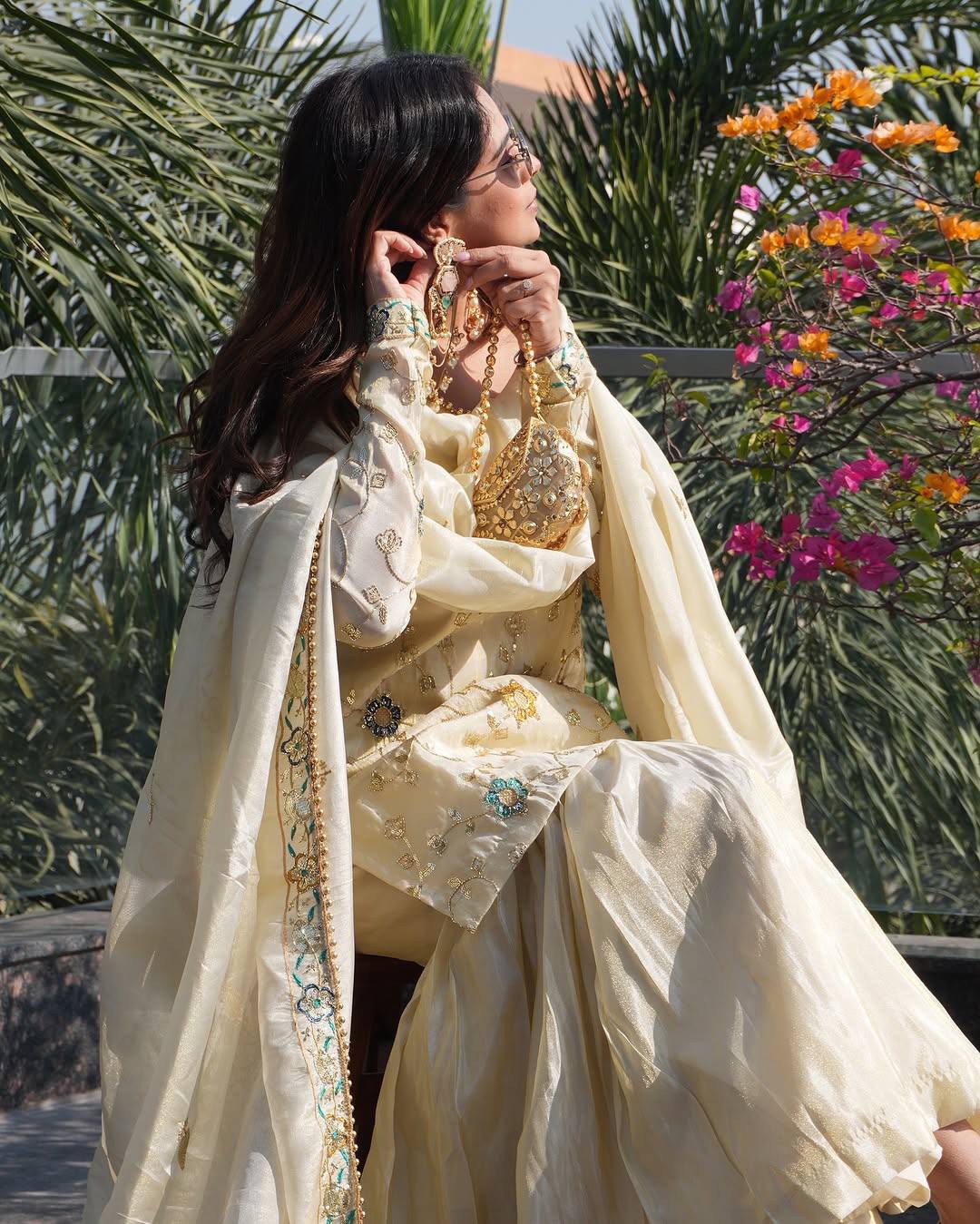 Cream-Coloured Embroidered Kurta Set