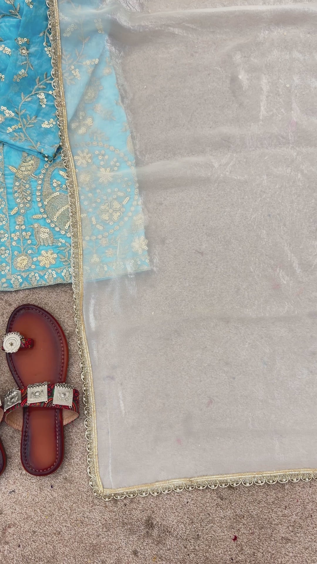 Fendy Silk Embroidered Short Kurta with Sharara & Dupatta Set