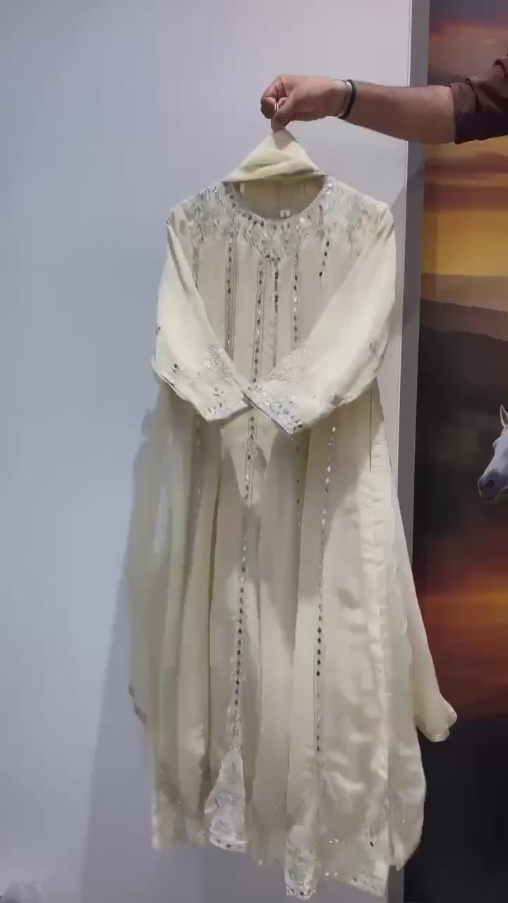 Ivoory Georgette Mirror Work Anarkali Set